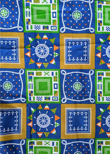 Vintage Nautical Novelty Print Cotton Woven Fabric Flags Anchors Quilting Sewing